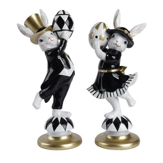 Viv! Christmas Easter Decoration - Bunnies with Eggs - Set of 2 - 30cm