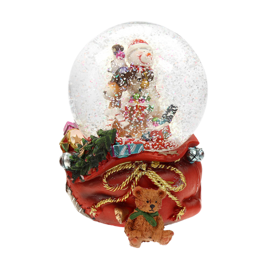 Viv! Christmas Snow Globe incl. Music Box - Snowman with Reindeer - red - 14cm