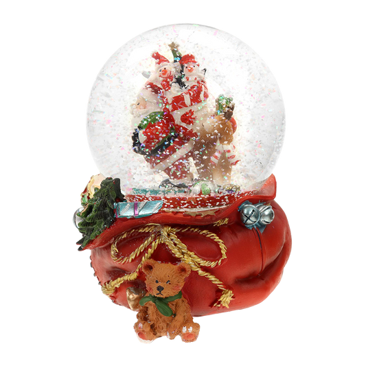 Viv! Christmas Snow Globe incl. Music Box - Santa Claus with Reindeer - red - 14cm