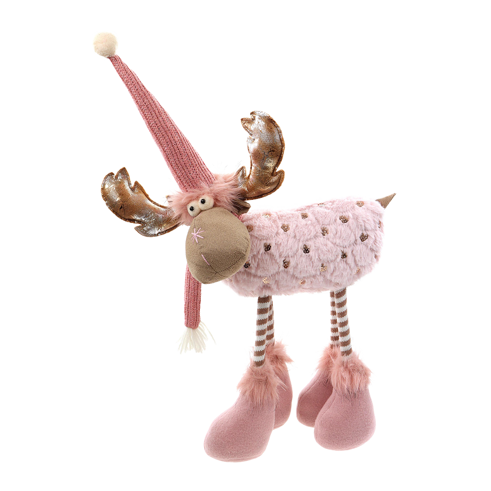 Viv! Christmas Tabletop Figure - Pink Reindeer with Gold Sequins - 52cm