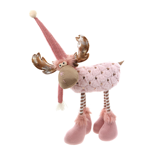 Viv! Christmas Tabletop Figure - Pink Reindeer with Gold Sequins - 52cm