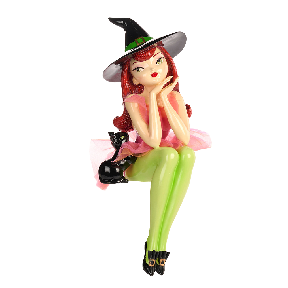 Goodwill M&G Halloween Decor - Seated Witch with Cat - 59cm