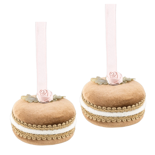 December Diamonds Weihnachtsanhänger - Macaron mit Rose - 2er-Set - Braun - 10 cm