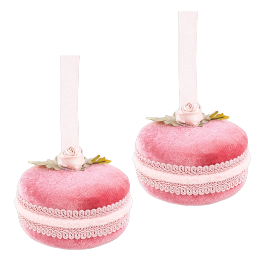 December Diamonds Kerstornament - Macaron met Roos - set van 2 - roze - 10cm