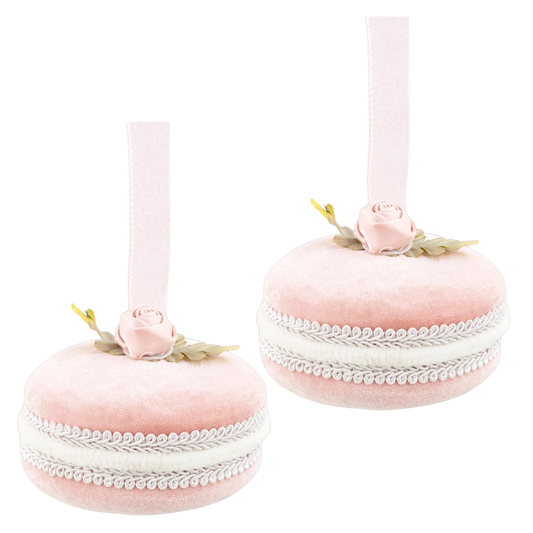 December Diamonds Kerstornament - Macaron met Roos - set van 2 - pastel roze - 10cm