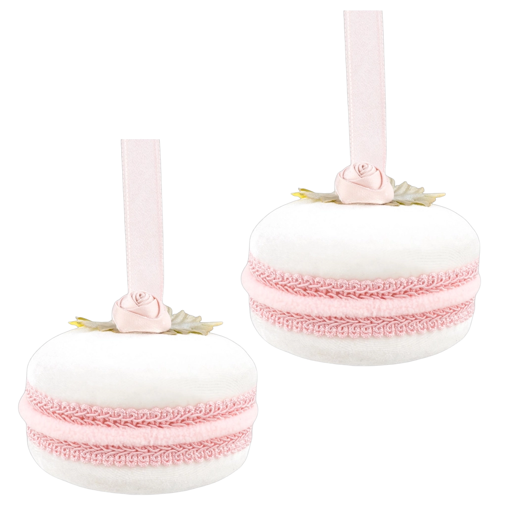 December Diamonds Christmas Ornament - Rose Macaron - Set of 2 - White - 10 cm