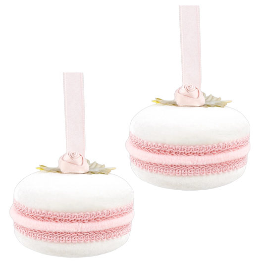 December Diamonds Kerstornament - Macaron met Roos - set van 2 - wit - 10cm
