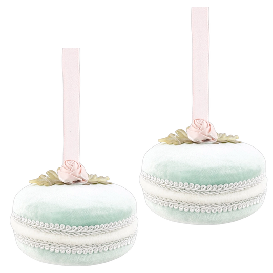 December Diamonds Weihnachtsanhänger - Macaron mit Rose - 2er-Set - Blau - 10 cm