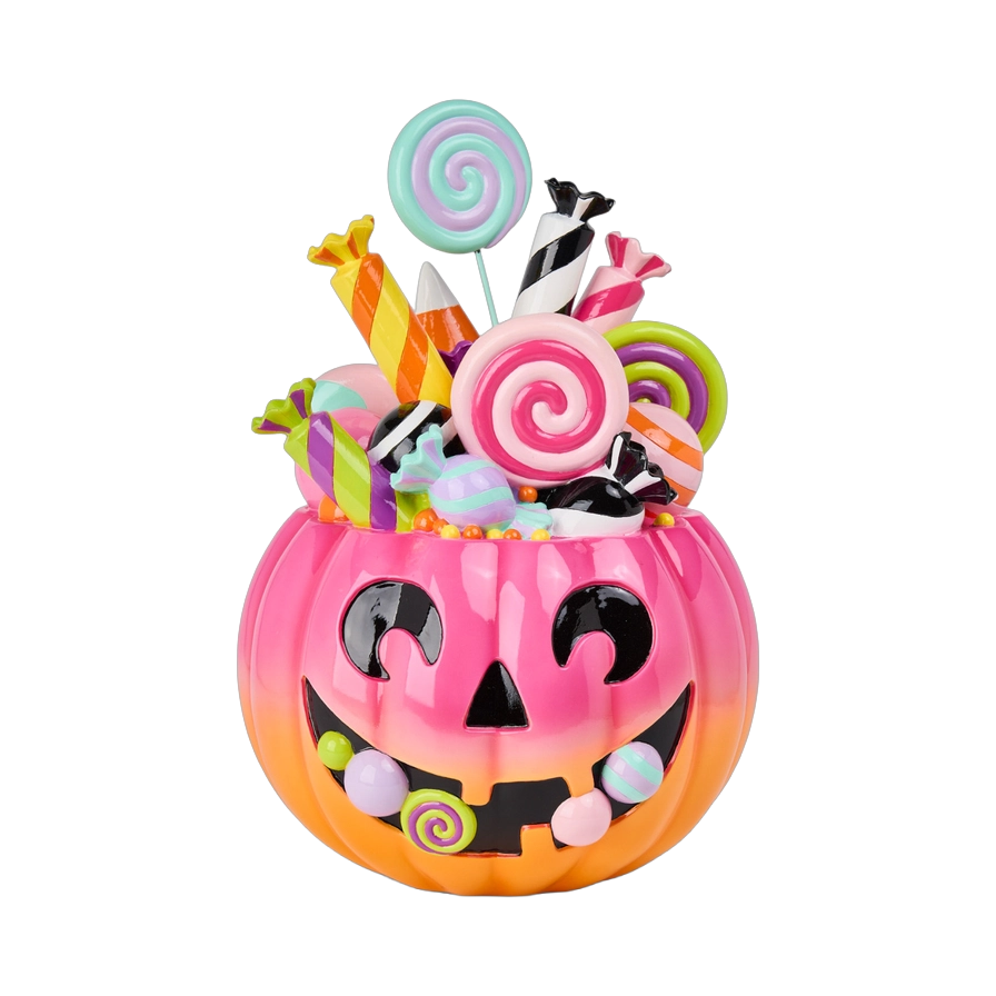 December Diamonds Halloween Decoratie - Jack-O-Lantern Pompoen met Snoep - 43cm