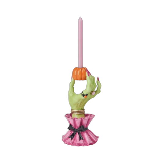 December Diamonds Halloween Decor - Pink Witch Hand Candle Holder - 25cm