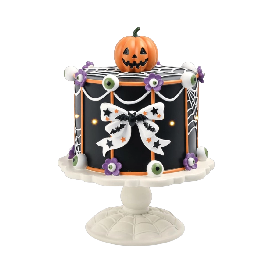 December Diamonds Halloween Decor - Pumpkin Cake with LED Lights - 33cm