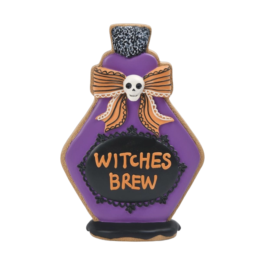 December Diamonds Halloween Decor - Purple "Witches' Brew" Potion Bottle - 20cm