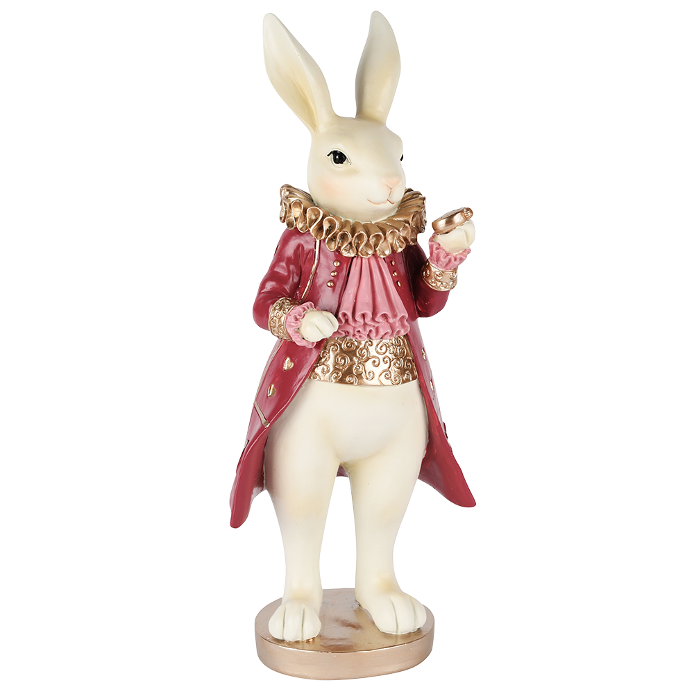Viv! Christmas Easter Decoration - Elegant Bunny in Bordeaux Outfit - 35cm