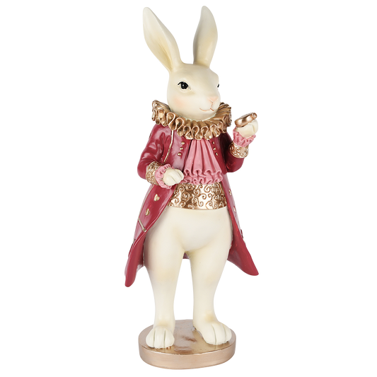 Viv! Christmas Easter Decoration - Elegant Bunny in Bordeaux Outfit - 35cm
