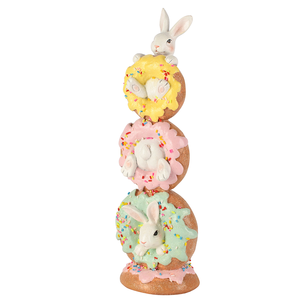 Viv! Christmas Easter Decoration - Stack of Donuts with Bunnies - 30cm