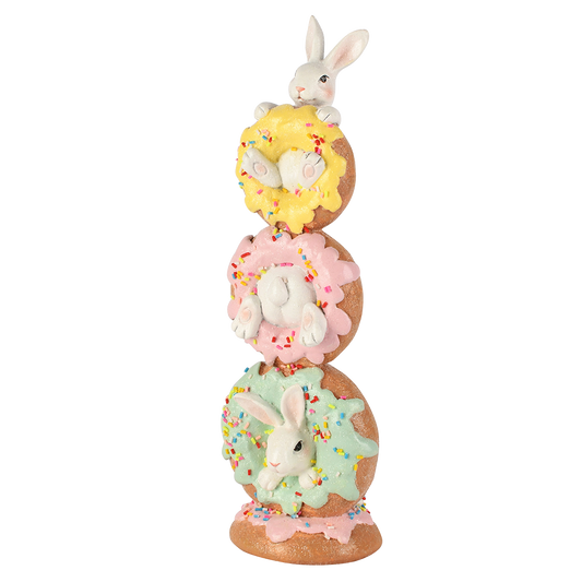 Viv! Christmas Easter Decoration - Stack of Donuts with Bunnies - 30cm