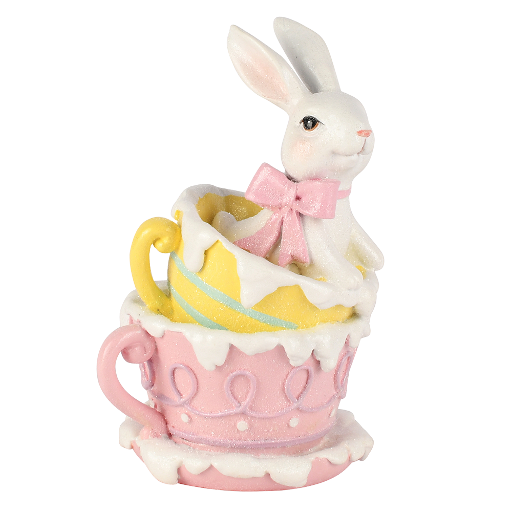 Viv! Christmas Easter Decoration - Bunny in Teacups - 17cm