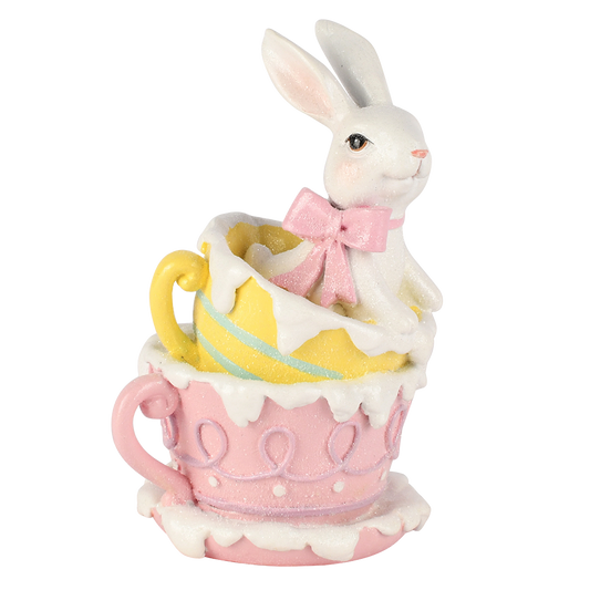 Viv! Christmas Easter Decoration - Bunny in Teacups - 17cm