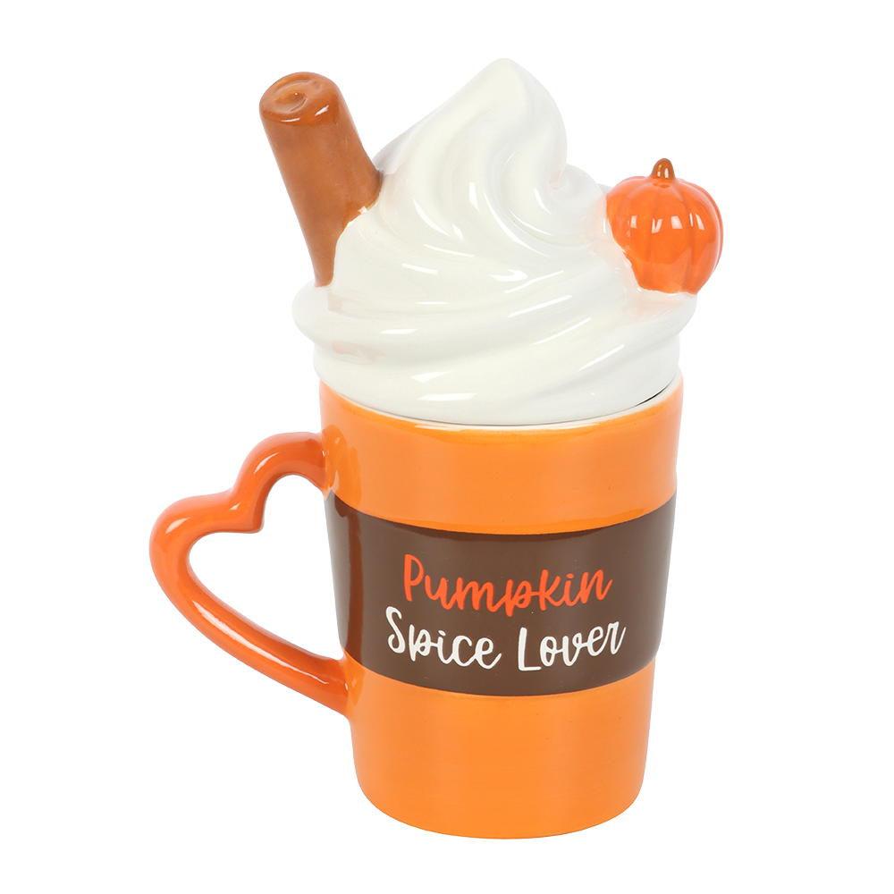Viv! Christmas Herfstmok - Pumpkin Spice Latte Mok met Deksel - keramiek