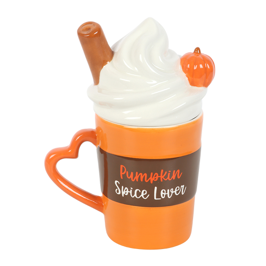 Viv! Christmas Herfstmok - Pumpkin Spice Latte Mok met Deksel - keramiek