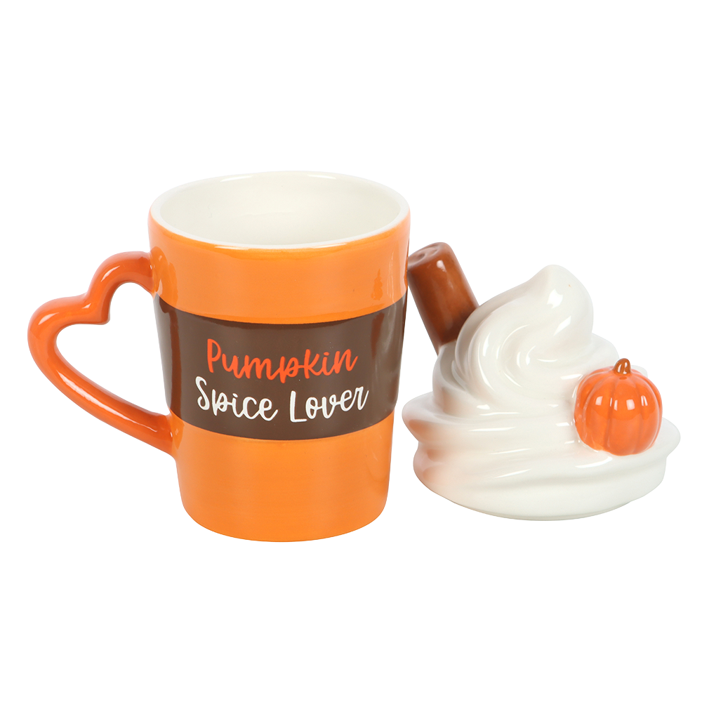 Viv! Christmas Herfstmok - Pumpkin Spice Latte Mok met Deksel - keramiek