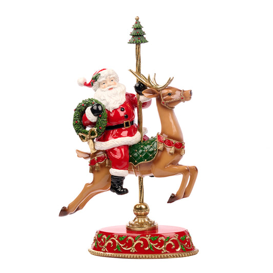Goodwill M&G Kerstbeeld - Carousel Deer with Santa - 45,5cm