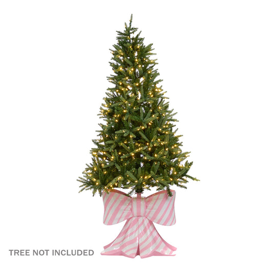 Goodwill M&G Christmas Tree Stand - Striped Bow - Pink White - 73 cm