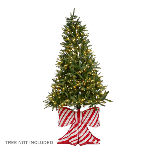 Goodwill M&G Christmas Tree Stand - Striped Bow - Red White - 73 cm