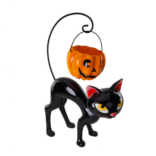 Goodwill M&G Halloween Decoratie Beeld - Kat met Pompoen Mand - 67cm