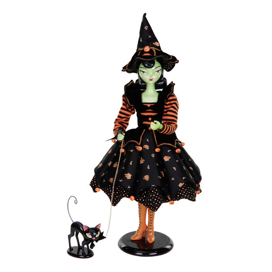 Goodwill M&G Halloween Decoratie Beeld - XL Heks met Kat - 90cm