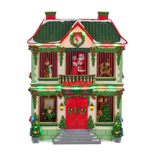 Goodwill M&G Kerstbeeld - Kersthuis incl. Muziek en LED Verlichting - rood groen - 47cm