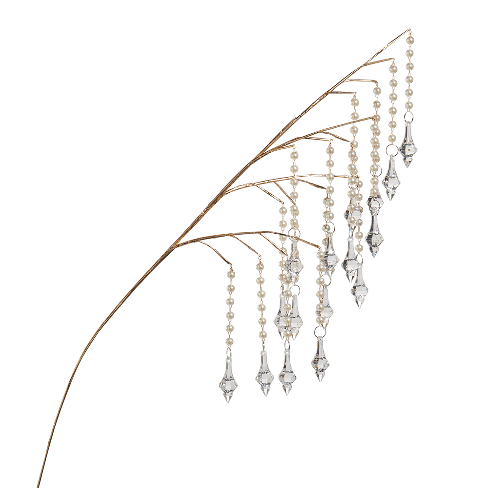 Viv! Christmas Weihnachtszweig - Hängender Zweig mit Perlen & Kristallen - Gold - 81 cm