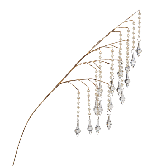 Viv! Christmas Weihnachtszweig - Hängender Zweig mit Perlen & Kristallen - Gold - 81 cm