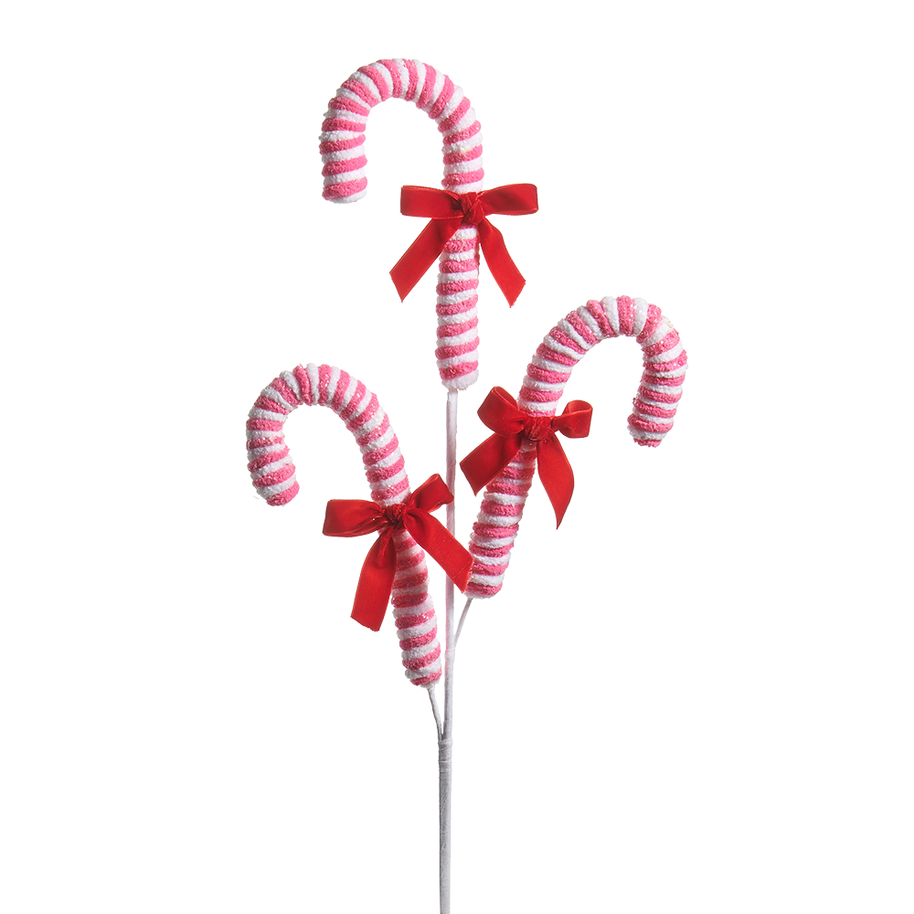 Viv! Christmas Spray - Candy Cane w/ Bow - Pink Red - 74 cm