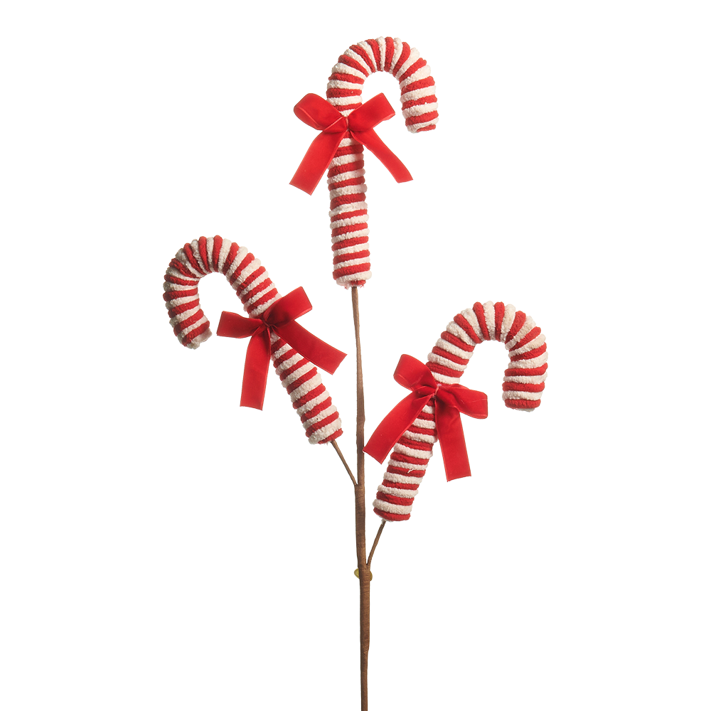 Viv! Christmas Spray - Candy Cane w/ Bow - Red White - 74 cm