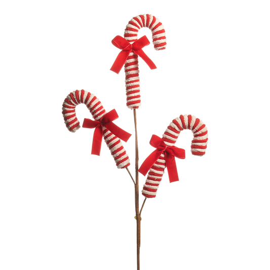 Viv! Christmas Weihnachtszweig - Zuckerstange mit Schleife - Rot Weiß - 74 cm