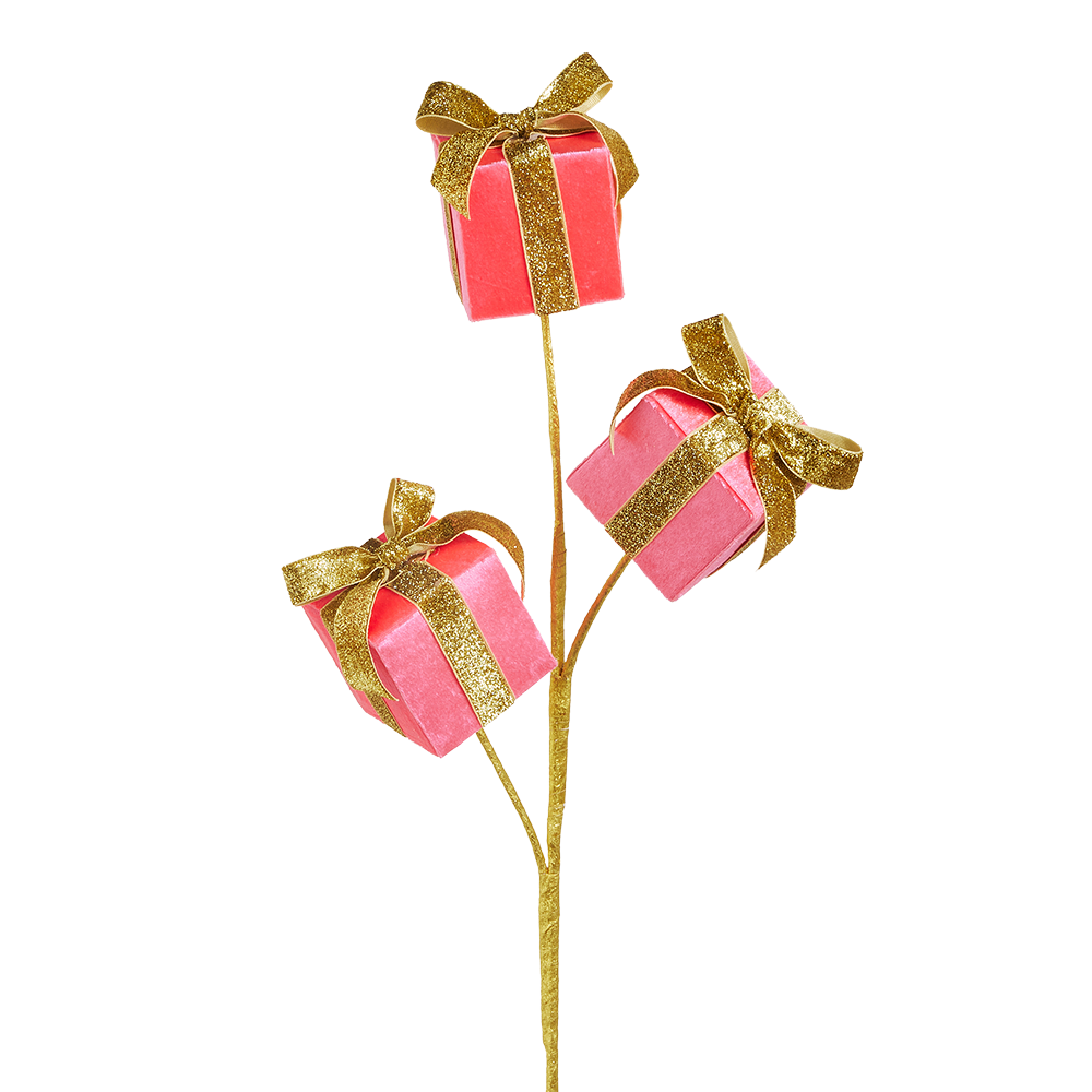 Viv! Christmas Spray - Velvet Presents w/ Bow - Pink - 69 cm