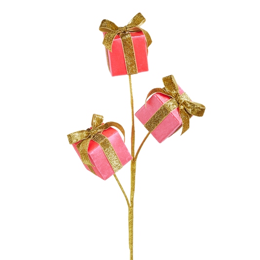 Viv! Christmas Spray - Velvet Presents w/ Bow - Pink - 69 cm