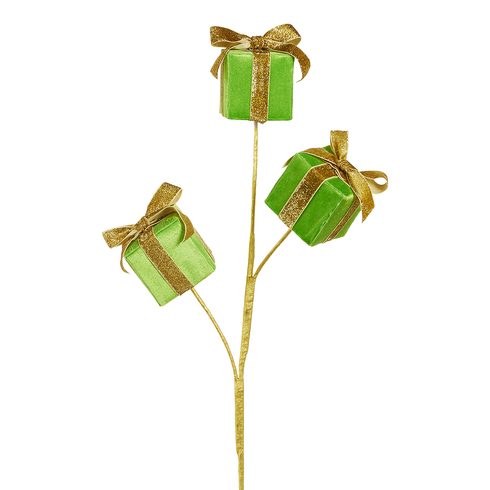 Viv! Christmas Spray - Velvet Presents w/ Bow - Green - 69 cm