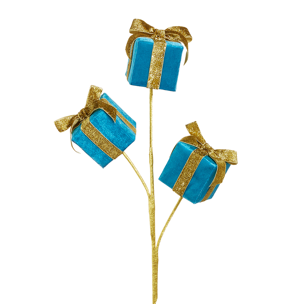 Viv! Christmas Weihnachtszweig - Samtgeschenke mit Schleife - Blau - 64 cm