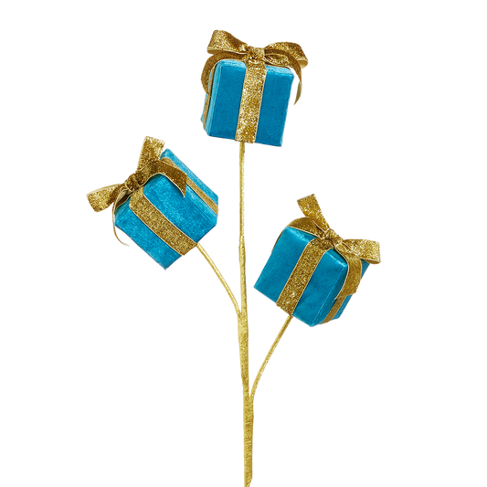 Viv! Christmas Spray - Velvet Presents w/ Bow - Blue - 64 cm