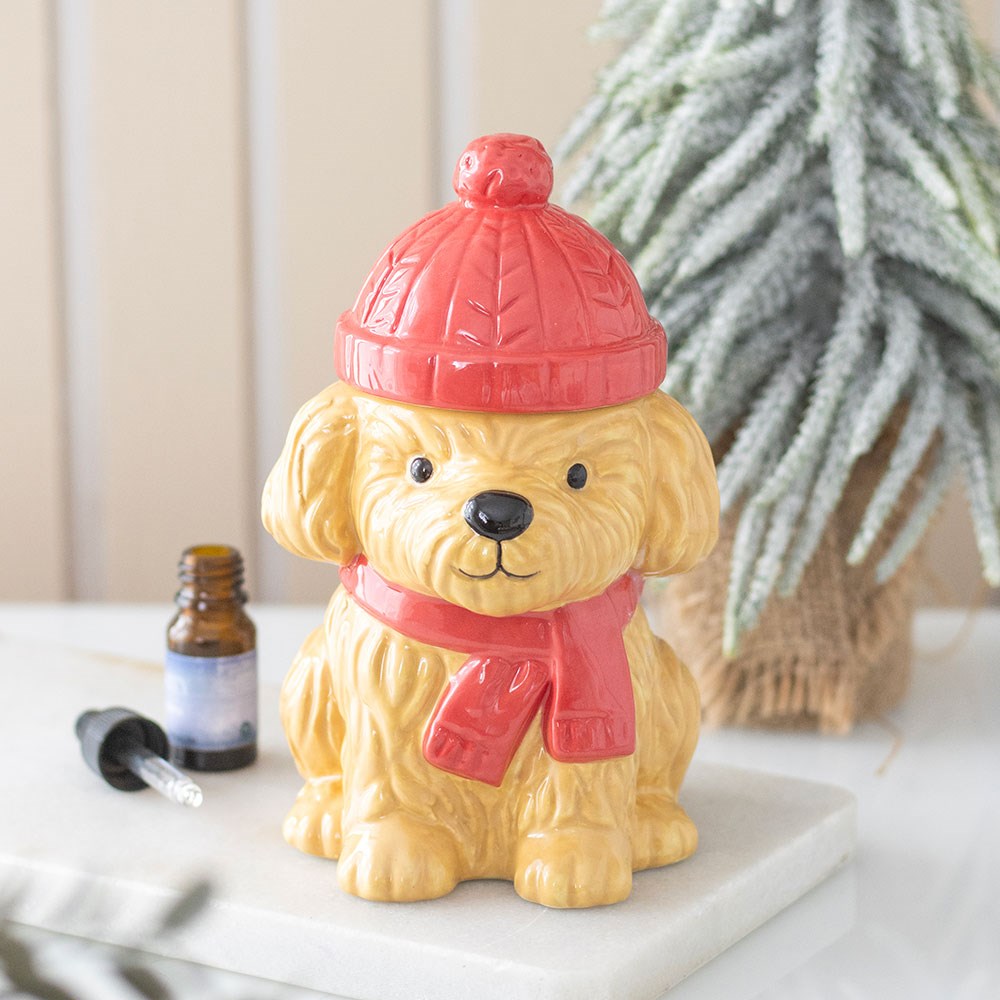 Viv! Christmas Weihnachts-Duftlampe - Hund mit Weihnachtsmütze - für Duftöl & Wax Melts