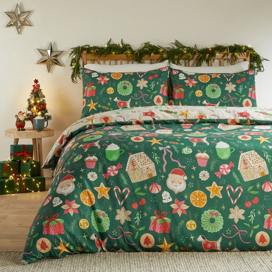 Viv! Christmas Kerst Dekbedovertrek - Festive Treats - Soft Touch - Reversible