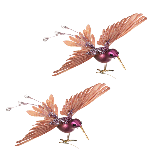 Viv! Christmas Tree Decoration - Hummingbird on Clip - pink - 18cm