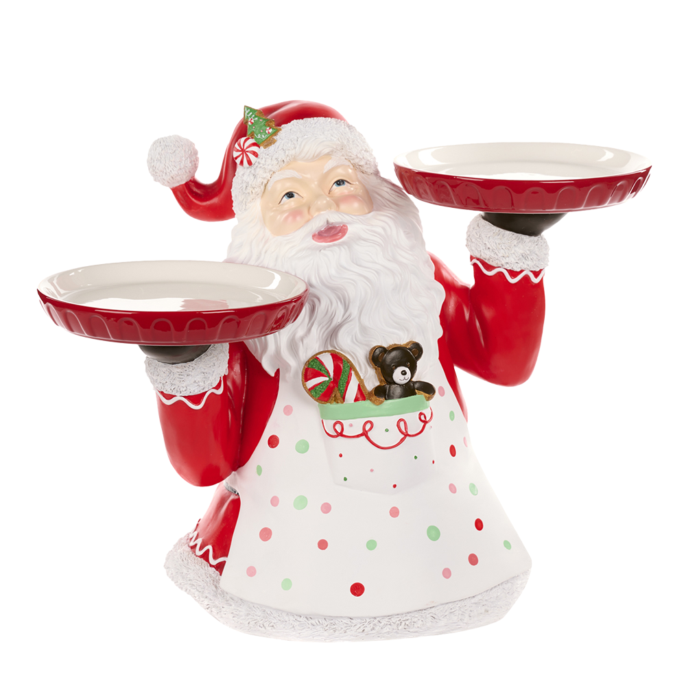 Goodwill M&G Kerstbeeld - Kerstman met Serveerschalen - rood wit - 55cm