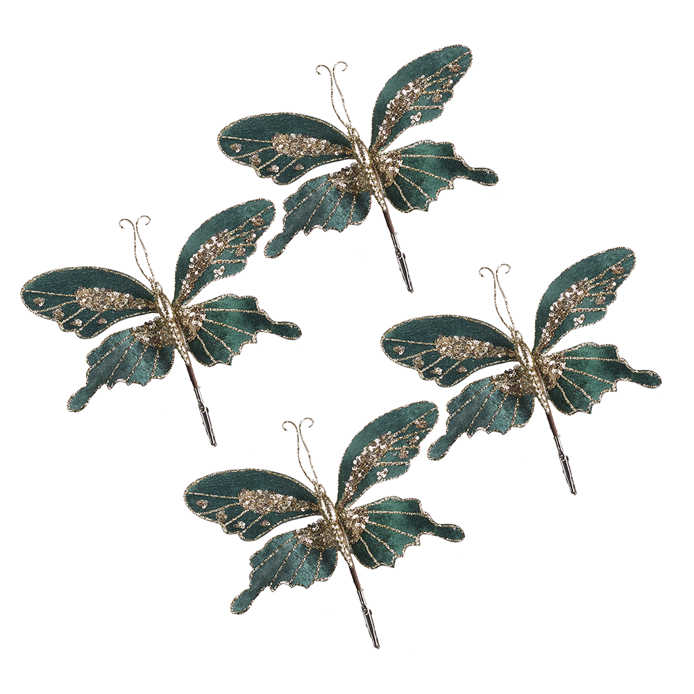 Goodwill M&G Tree Decoration - Butterfly on Clip - 4 pieces - green - 20cm