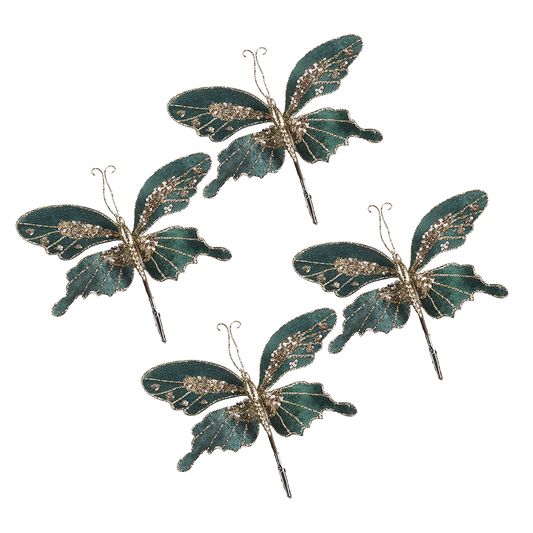 Goodwill M&G Tree Decoration - Butterfly on Clip - 4 pieces - green - 20cm