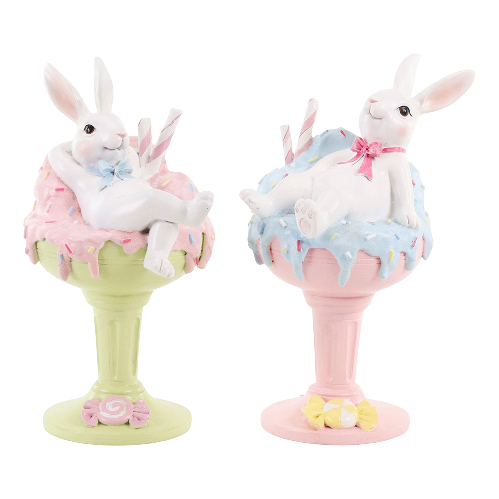 Goodwill M&G Easter Decoration - Chilling Bunny in Ice Cream Cup - Set of 2 - 21cm