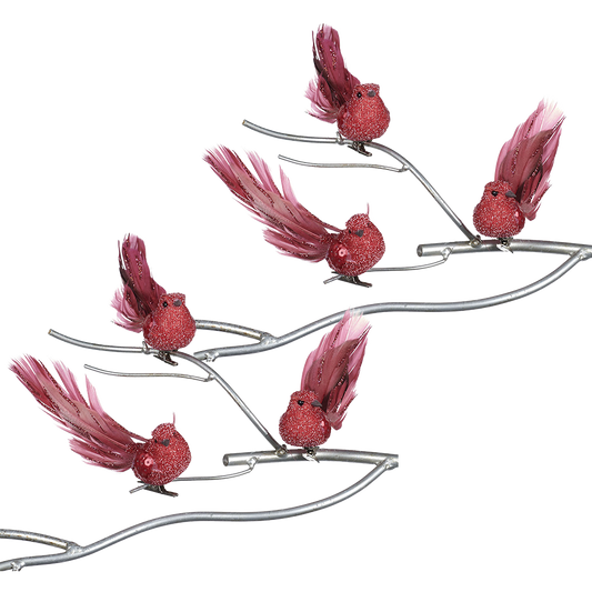 Goodwill M&G Tree Decoration - Birds on Clip - set of 6 - pink - 14cm