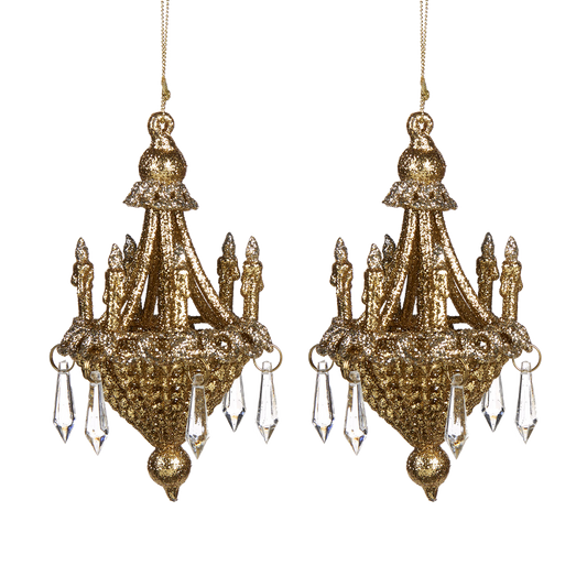 Viv! Christmas Ornament - Chandelier - set of 2 - gold silver - 13cm